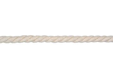 Cuerda de algodón blanca recortado sobre fondo blanco