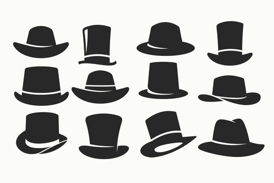 Set of Hipster Gentleman Top Hat Vintage Retro logo design
