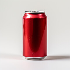 Red can on white background, ai technology