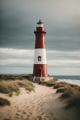 Fototapeta premium lighthouse on the coast of state country. Generative AI