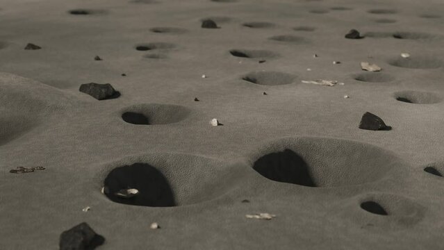 3D Animation showing the rocky Lunar surface of the Moon