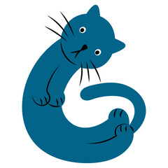 Cat letter G flat illustration
