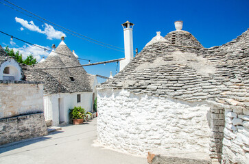 Trulli white houses in Alberobello, Italy