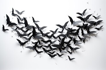 Flying black bat isolated on white background. Generative AI