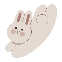 Cute rabbit jumping flat illustration