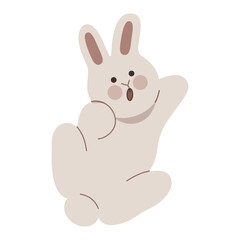 Cute rabbit jumping flat illustration