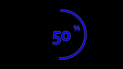 Science Loading white Circle Ring on black background. 100 in the loading ring. Loading Transfer Download Animation from zero to one hundred percent. Circle percentage