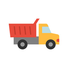 Dump truck icon. Pictogram isolated on white background.