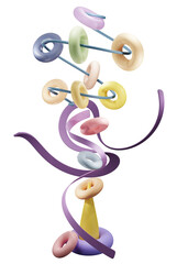 3D colorful abstract shape illustration. Playful design elements 3D shape. Abstract background 3d rendering.