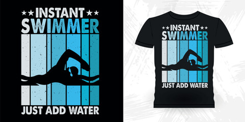 Funny Swimmer Sport Vintage Swimming T-Shirt Design