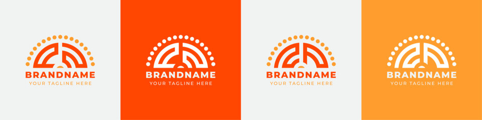 Letter NP and PN or ZP and PZ Sunrise  Logo Set, suitable for any business with NP and PN or ZP and PZ initials. © Prayoga