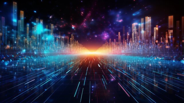 efficient data analytics: sorting sig data on dark background - futuristic information flow visualization