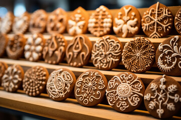 The aroma of spices wafts through the market as visitors admire the edible art, each cookie telling a different festive story