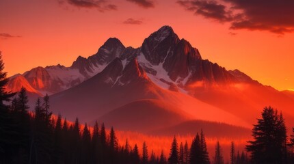 beautiful sunset on the mountain. Generative ai