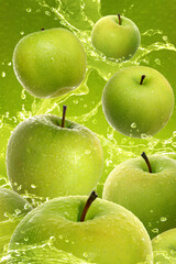 green apples and splash
