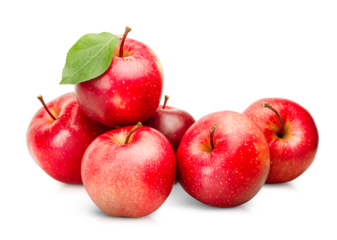 six red apples on a white isolated background