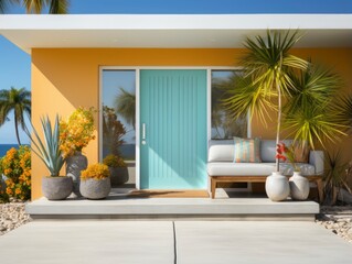 A very neat and colorful modern house with sunny boho beach colors