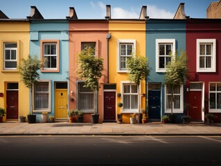Row of colorful english houses