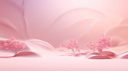 pink background with flowers and sand for product showcase