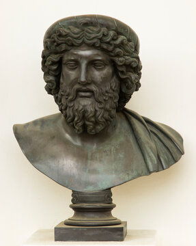 Bust of Asclepius (Aesculapius), the god of medicine in ancient Greece and Rome. Bust is in the palace of the Russian Tsar Paul I in Pavlovsk, Russia