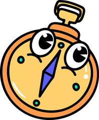 Groovy compass character camping illustration