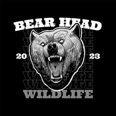 bear head with text illustration vector