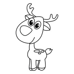 Obraz premium Funny rain deer cartoon characters vector. For coloring book.