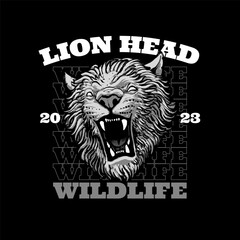 the lion head illustration with text vector