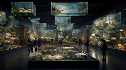 Fototapeta na wymiar AI-enhanced art galleries curating immersive and dynamic exhibitions.