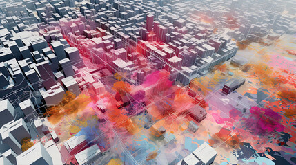 AI-driven urban planning optimizing resource allocation and design.