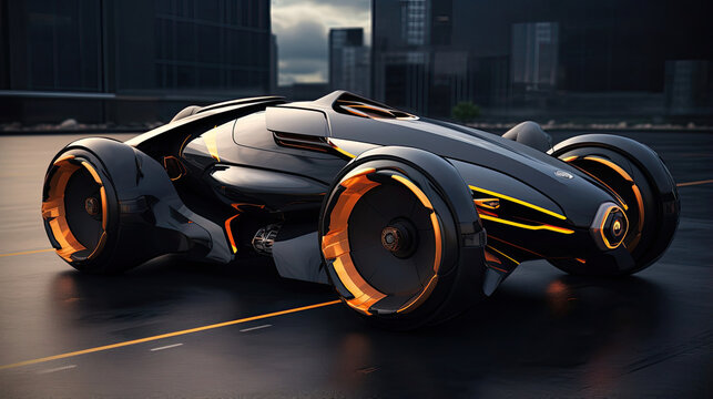 AI-generated concept cars showcasing futuristic transportation designs. © javier