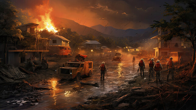 AI-supported disaster relief operations coordinating resources.