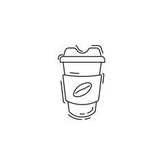 coffee line icon. take away coffee in a disposable cup thin line icon.
