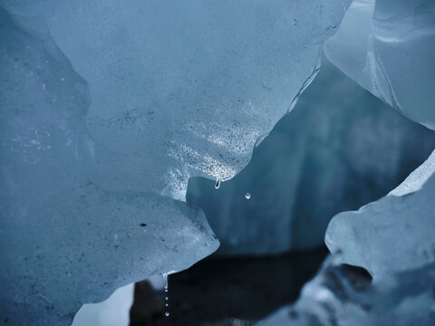 Close up blue iceberg melting, Antarctic Peninsula, Weddell Sea, Antarctica
