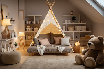 Interior of a modern beige children's room