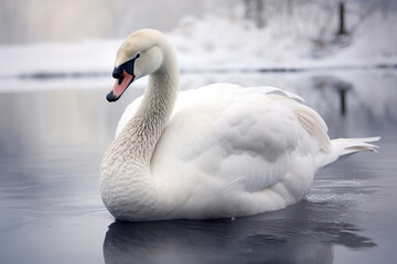 Arctic swan in the winter