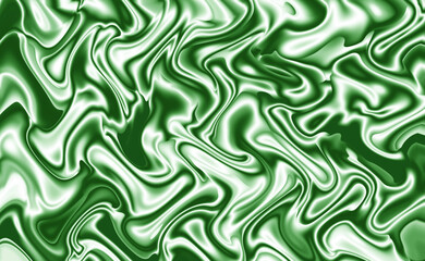 Illustration of gradient pine green and white 3D wavy satin fabric artistic texture
