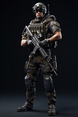 Fototapeta na wymiar Male mercenary with photo-realistic elite forces