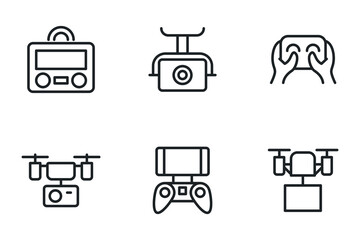 Drone line icon set. EPS 10