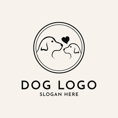 Dog head logo design with circle and love