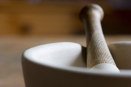 Close up of mortar and pestle

