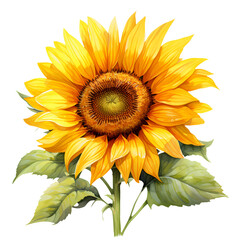 Fototapeta premium Watercolor Sunflower Clipart Illustration