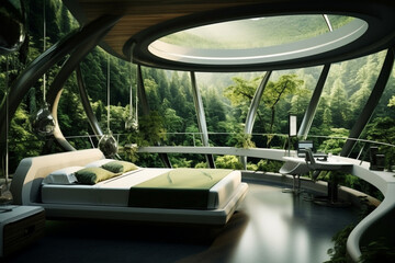 Travel house beautiful modern design white architecture bedroom interior window relaxation