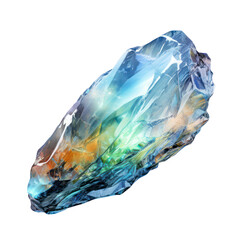 Colorful opal gem isolated on transparent background, gemstone closeup PNG 