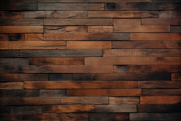 Wood background. Modern wooden facing background. Dark wooden banner. Rustic three-dimensional wood texture