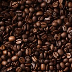Obraz premium Background of roasted coffee beans. Seamless pattern.