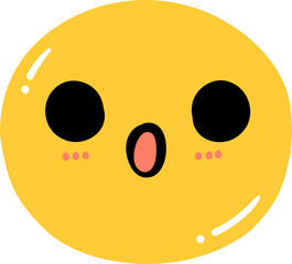 Cute shocked emoji, smiley emoticon doodle outline 