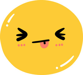 Cute shy emoji, emoticon doodle outline 
