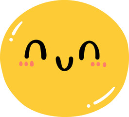 Cute Happy emoji, smiley emoticon doodle outline 