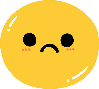 Cute sad emoji, smiley emoticon doodle outline 